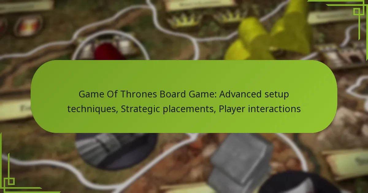 Game Of Thrones Board Game: Advanced setup techniques, Strategic placements, Player interactions