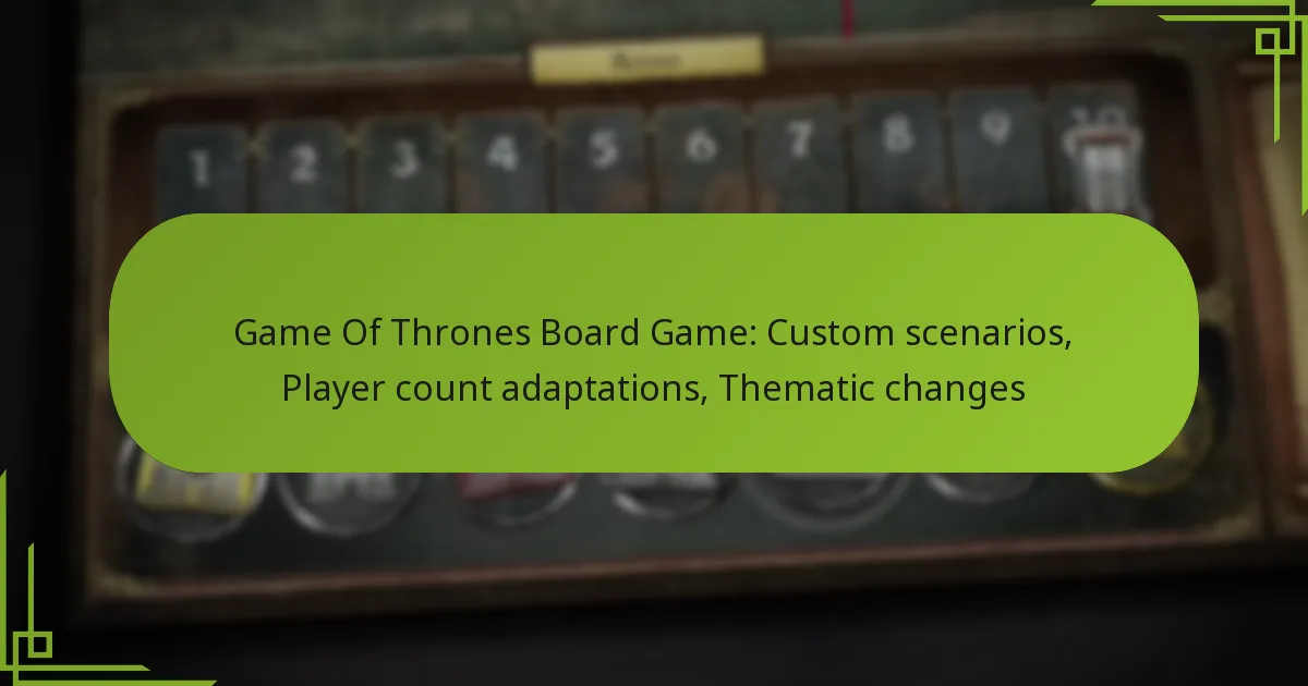Game Of Thrones Board Game: Custom scenarios, Player count adaptations, Thematic changes