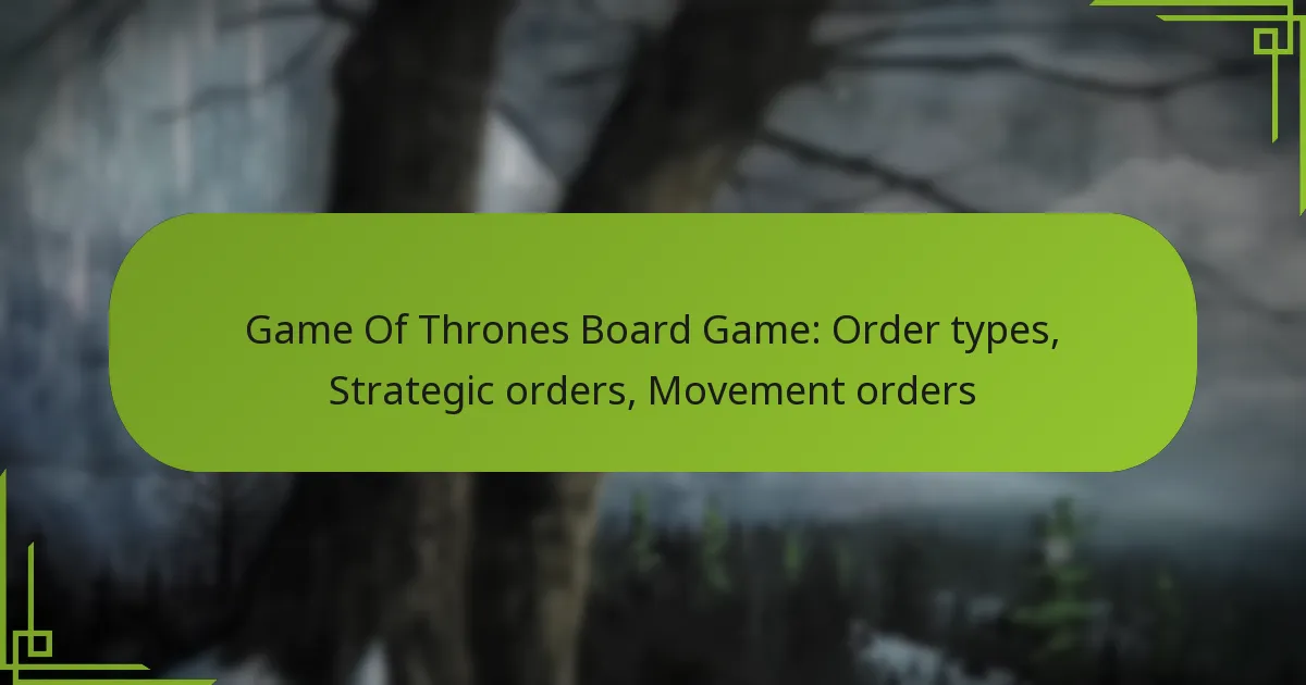 Game Of Thrones Board Game: Order types, Strategic orders, Movement orders