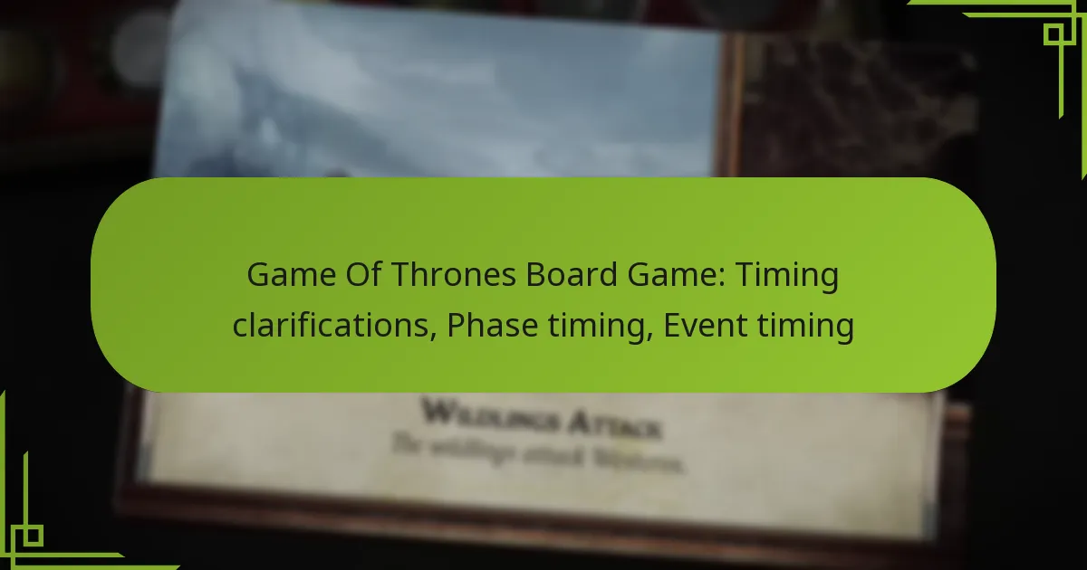 Game Of Thrones Board Game: Timing clarifications, Phase timing, Event timing