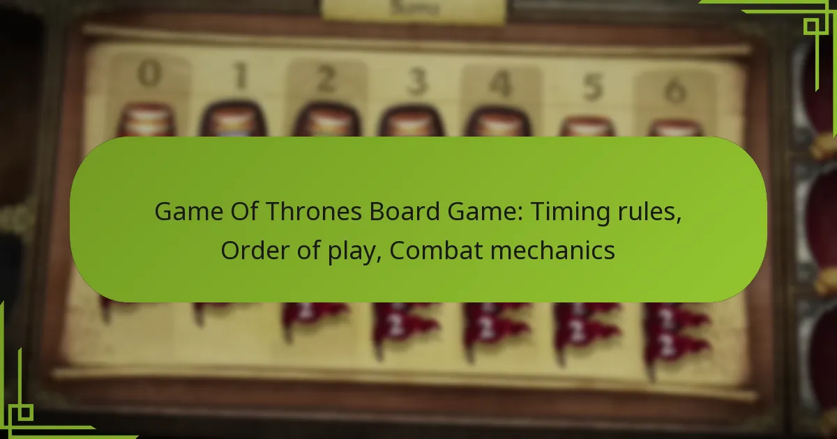 Game Of Thrones Board Game: Timing rules, Order of play, Combat mechanics