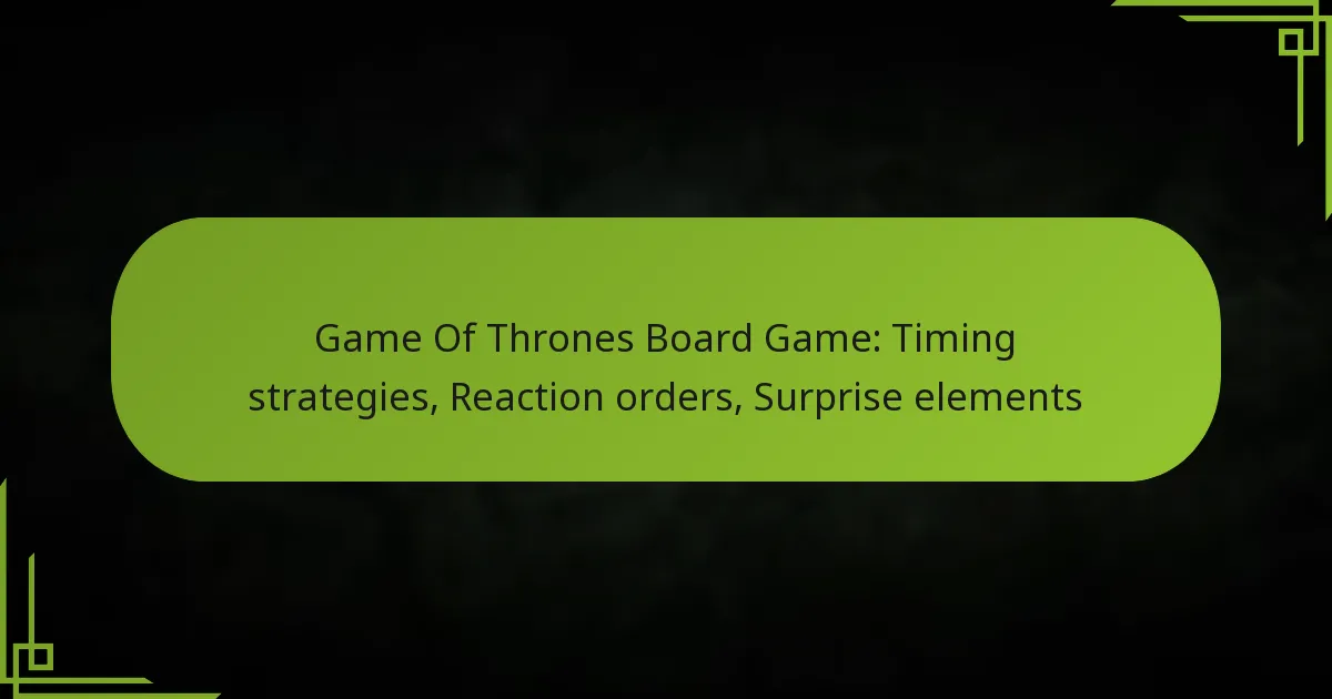 Game Of Thrones Board Game: Timing strategies, Reaction orders, Surprise elements